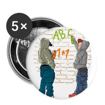 Graffiti Schule - Buttons klein 25 mm (5er Pack) - Weiß - Vorne