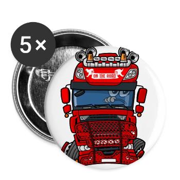 0793 D camion pare-buffles rouges - Lot de 5 petits badges (25 mm) - blanc - Devant