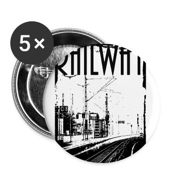Railway - Lot de 5 petits badges (25 mm) - blanc - Devant