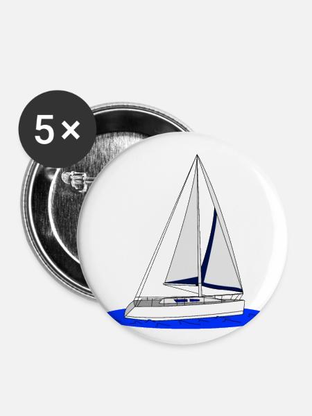 Segelboot - Buttons klein 25 mm (5er Pack) - Weiß