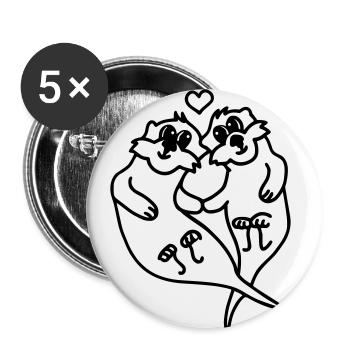 Verliebte Otter - Buttons klein 25 mm (5er Pack) - Weiß - Vorne