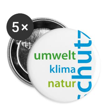 Klima-, Umwelt- und Naturschutz Schriftzug - Buttons klein 25 mm (5er Pack) - Weiß - Vorne