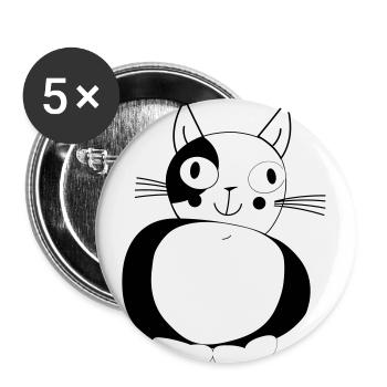 Chat - chat - Lot de 5 petits badges (25 mm) - blanc - Devant