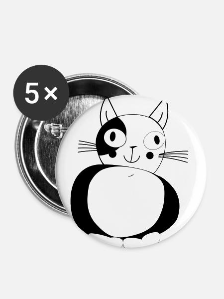 Katze - Katze - Buttons klein 25 mm (5er Pack) - Weiß