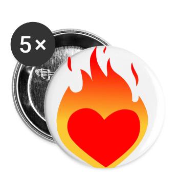 Burning heart - Buttons small 1''/25 mm (5-pack) - white - Front