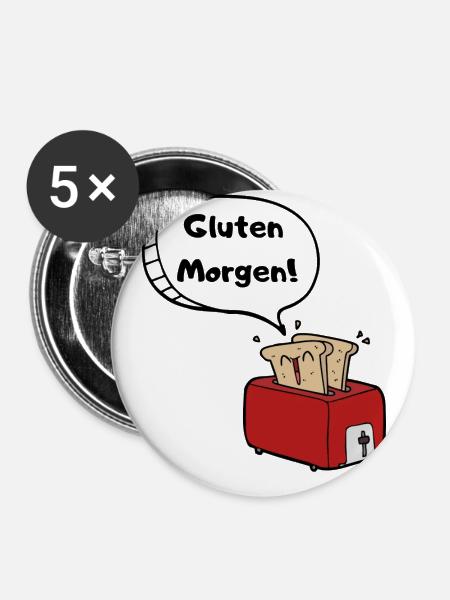 Gluten Morgen - Buttons klein 25 mm (5er Pack) - Weiß