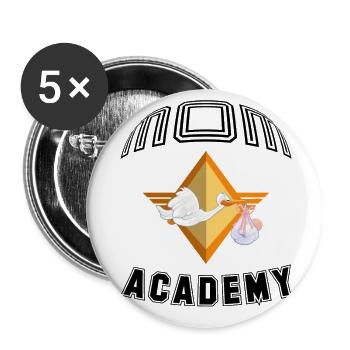 mom academy t-shirt baby birth gift - Buttons small 1''/25 mm (5-pack) - white - Front