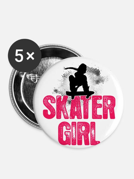 Skater Girls - Buttons klein 25 mm (5er Pack) - Weiß