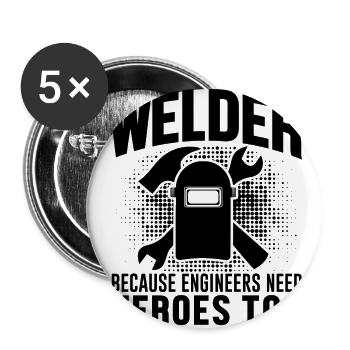 Schweißer weil - Buttons klein 25 mm (5er Pack) - Weiß - Vorne