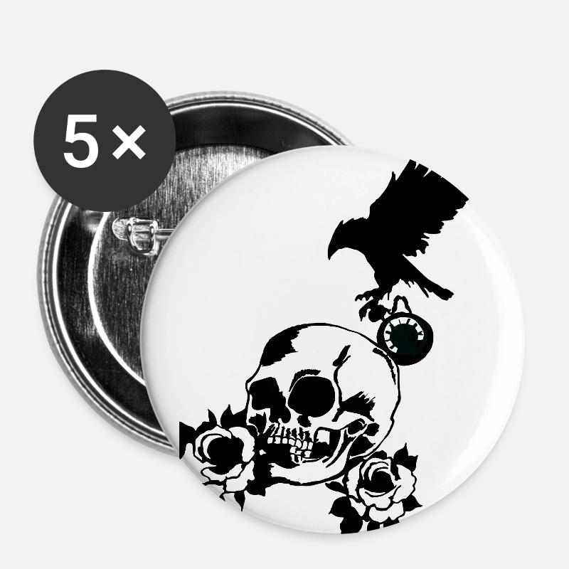 Skull - Buttons small 1''/25 mm (5-pack) - white
