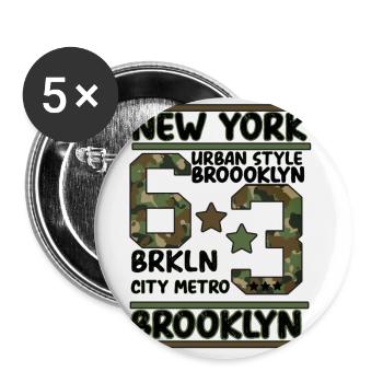 Newyork Brooklyn - Lot de 5 petits badges (25 mm) - blanc - Devant