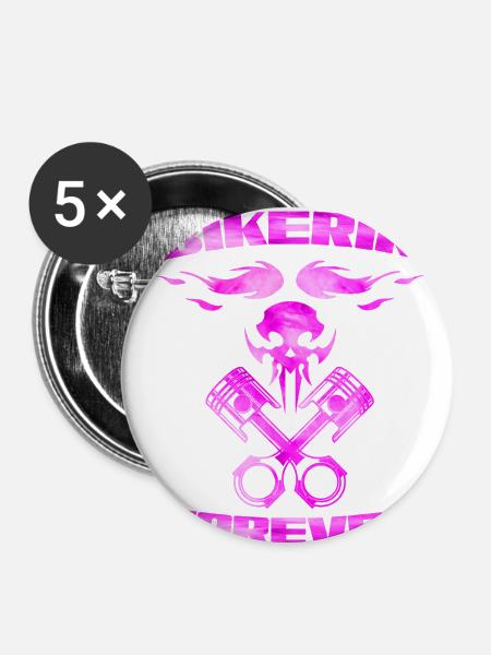 Bikerin forever - Buttons klein 25 mm (5er Pack) - Weiß