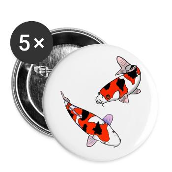 Carpes koi - Lot de 5 petits badges (25 mm) - blanc - Devant