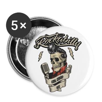 Rockabilly Hotrod Rock'n Roll gift idea - Buttons small 1''/25 mm (5-pack) - white - Front