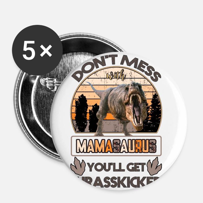 Mamasaurus - Buttons klein 25 mm (5er Pack) - Weiß