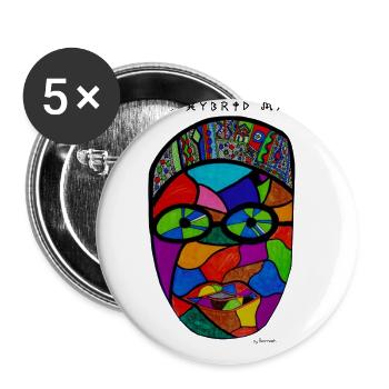 Hybrid Man - Buttons klein 25 mm (5er Pack) - Weiß - Vorne