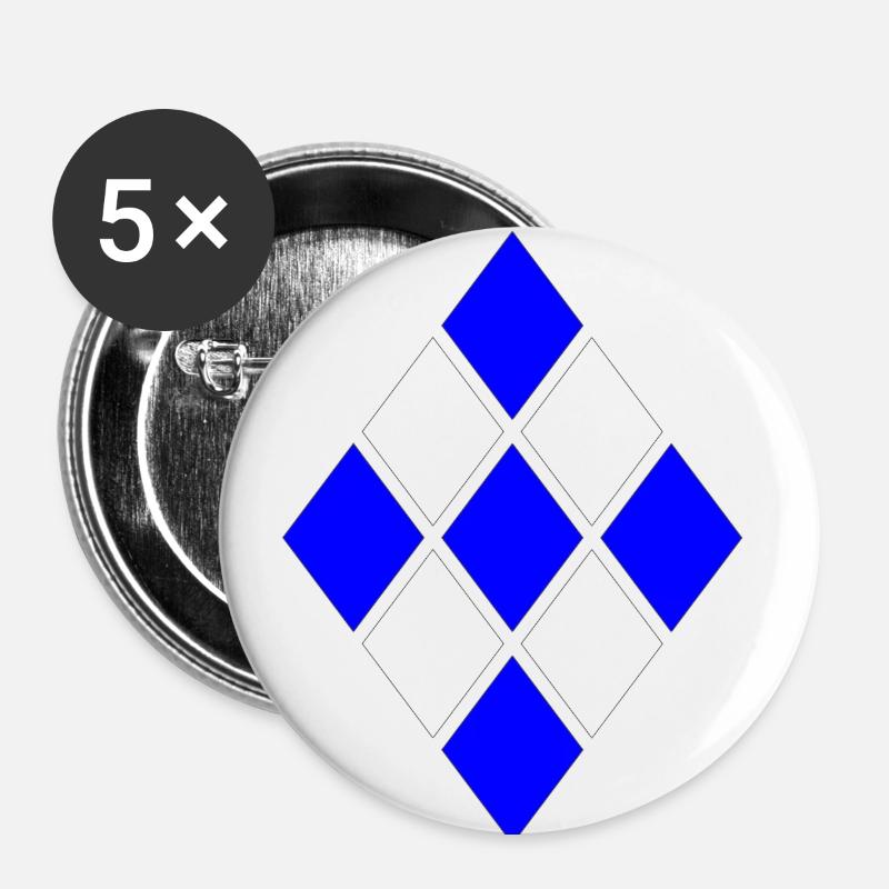Diamond Pattern Blue White - Buttons small 1''/25 mm (5-pack) - white