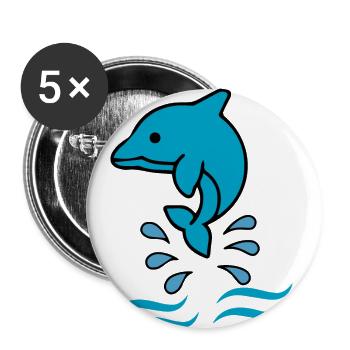 Dolphin Delfin - Buttons klein 25 mm (5er Pack) - Weiß - Vorne