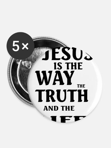 Jesus Christ God Faith - Buttons klein 25 mm (5er Pack) - Weiß