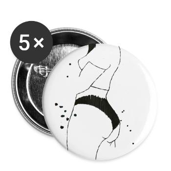 Dessin sexy de silhouette de femme - Lot de 5 petits badges (25 mm) - blanc - Devant