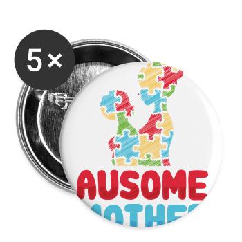 Ausome Mutter Mama Kinder Autismus Awareness - Buttons klein 25 mm (5er Pack) - Weiß - Vorne