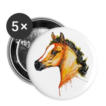 Cheval, poulain pur sang arabe - Lot de 5 petits badges (25 mm) - blanc - Devant