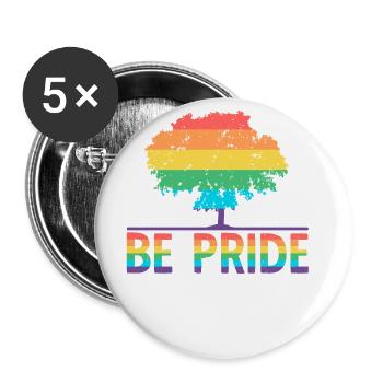 Be Pride Tree - Communauté lgbt du Mois de la Fierté Gaie - Lot de 5 petits badges (25 mm) - blanc - Devant