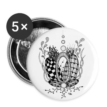 Tangle Type: Floral Design with Geometric Shape - Buttons small 1''/25 mm (5-pack) - white - Front