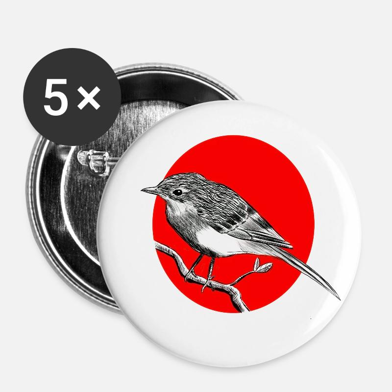 bird - Buttons small 1''/25 mm (5-pack) - white
