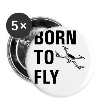 Né à par drone volant - Lot de 5 petits badges (25 mm) - blanc - Devant