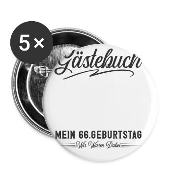 66. Geburtstag Gästebuch - Buttons klein 25 mm (5er Pack) - Weiß - Vorne
