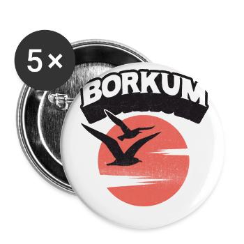 Borkum Seagull Sun Island Chemise - Lot de 5 petits badges (25 mm) - blanc - Devant