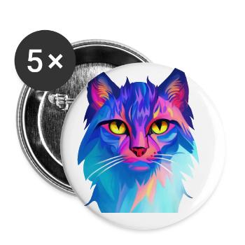Cat Colorful - Buttons small 1''/25 mm (5-pack) - white - Front