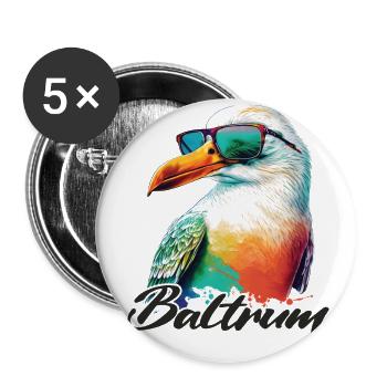 Baltrum Urlaub coole bunte Möwe mit Sonnenbrille - Buttons klein 25 mm (5er Pack) - Weiß - Vorne