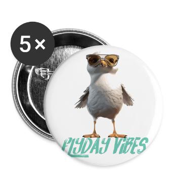 Möwe Flyday Vibes Cool Süß Sommer Urlaub - Buttons klein 25 mm (5er Pack) - Weiß - Vorne