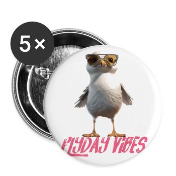 Möwe Flyday Vibes Cool Süß Sommer Urlaub - Buttons klein 25 mm (5er Pack) - Weiß - Vorne
