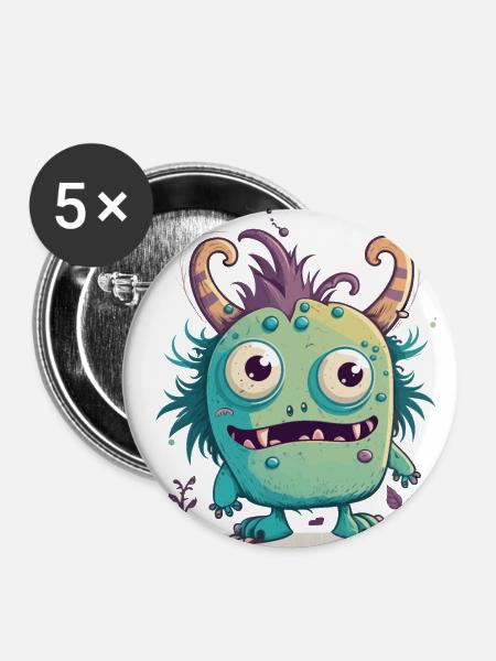 Monster Mash - Buttons klein 25 mm (5er Pack) - Weiß