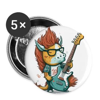 Rock On Unicorn - Lot de 5 petits badges (25 mm) - blanc - Devant