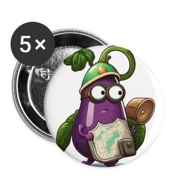 Expéditions aubergines - Lot de 5 petits badges (25 mm) - blanc - Devant