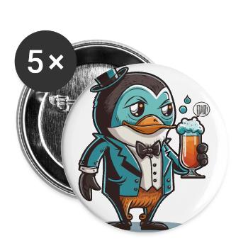 Pinguin-Mixologie - Buttons klein 25 mm (5er Pack) - Weiß - Vorne