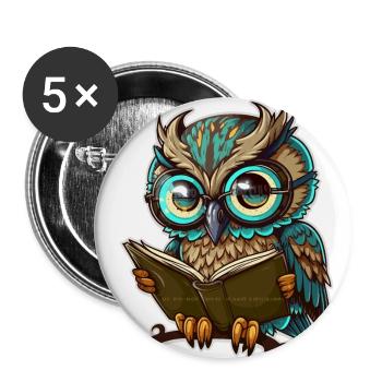 Bookworm - Buttons small 1''/25 mm (5-pack) - white - Front