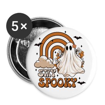 Halloween Stay Spooky - Buttons klein 25 mm (5er Pack) - Weiß - Vorne