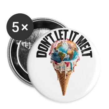 Fonte de la terre dans le cornet de crème glacée Ne le laissez pas fondre - Lot de 5 petits badges (25 mm) - blanc - Devant