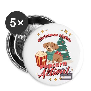 Christmas Movie Dog - Buttons small 1''/25 mm (5-pack) - white - Front