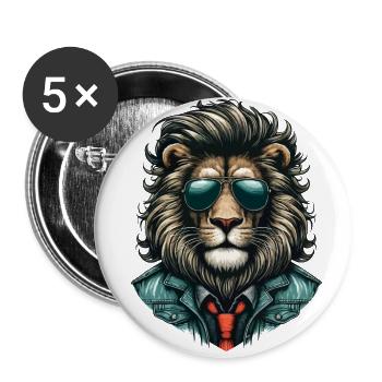 Stylish Lion - Buttons small 1''/25 mm (5-pack) - white - Front