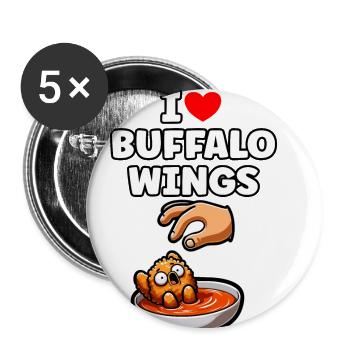 Buffalo Wings Chicken Wings Chicken Gift - Buttons small 1''/25 mm (5-pack) - white - Front