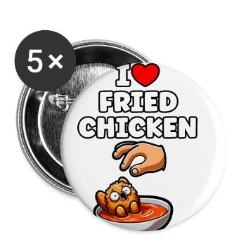 Gebratenes Hähnchen Chicken Wings Hühnchen Geschenk - Buttons klein 25 mm (5er Pack) - Weiß - Vorne