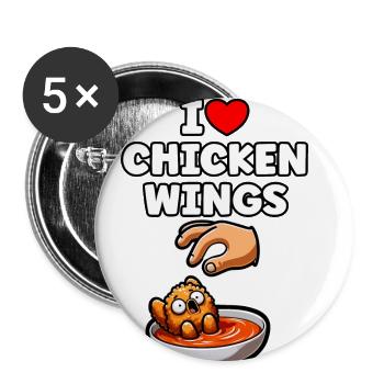 Fried Chicken Chicken Wings Chicken Gift - Buttons small 1''/25 mm (5-pack) - white - Front