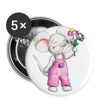 Des fleurs pour vous - Lot de 5 petits badges (25 mm) - blanc - Devant