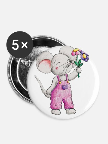 Blümchen für dich - Buttons klein 25 mm (5er Pack) - Weiß